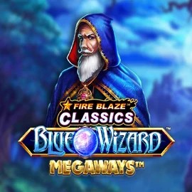 Official Slots logo: Fire Blaze Blue Wizard Megaways by Rarestone Gaming at Lucky Start Casino