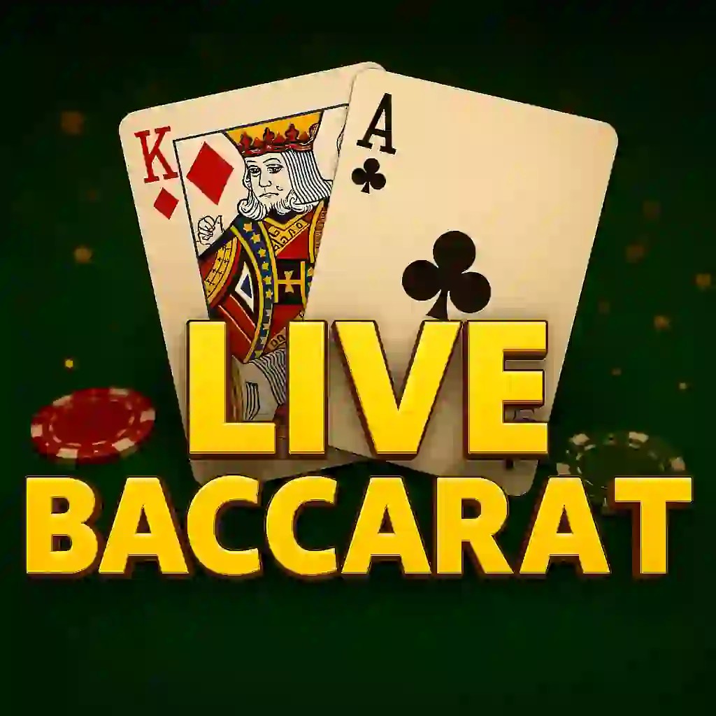 Live Baccarat slot icon by Evolution, available at Lucky Start Casino